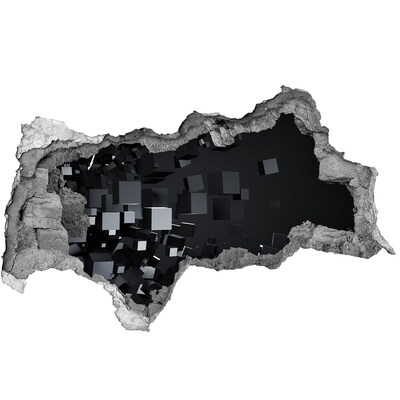 Autocolant un zid spart cu priveliște Cuburi negre în spațiul 3D