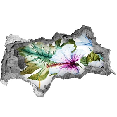 Autocolant 3D gaura cu priveliște flori Hawaii