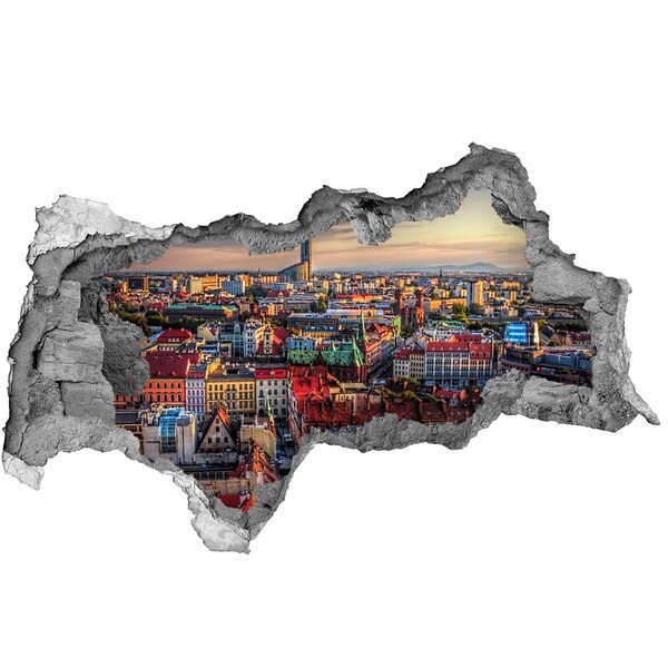 Fototapet 3D gaură în perete O vedere de sus a orașului