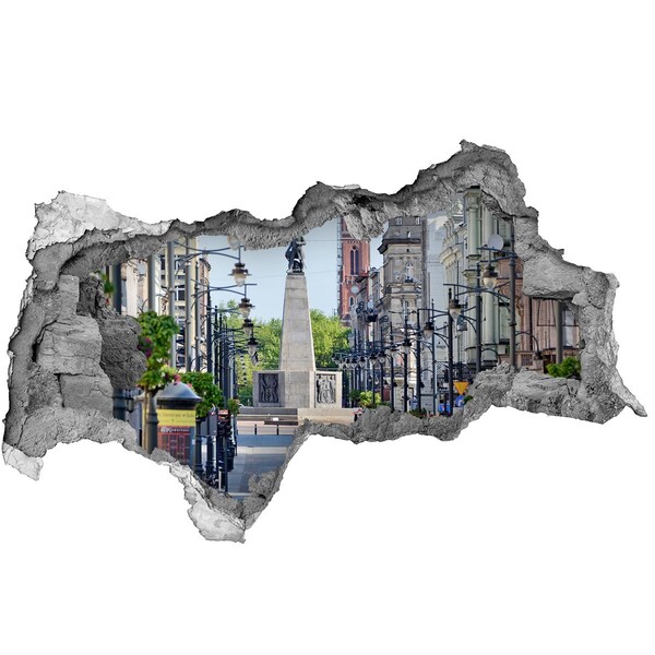 Fototapet 3D gaură în perete Stradă cu monument