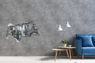 Fototapet 3D gaură în perete Stradă cu monument