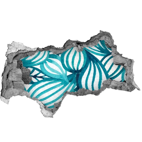 Autocolant 3D gaura cu priveliște Frunze tropicale într-o gaură în perete