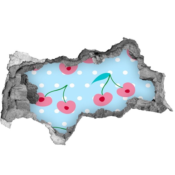 Autocolant gaură 3D Model de fructe pe fundal albastru
