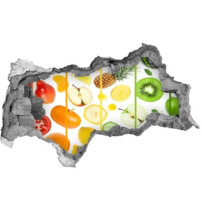 Autocolant de perete gaură 3D Fructe proaspete în beton