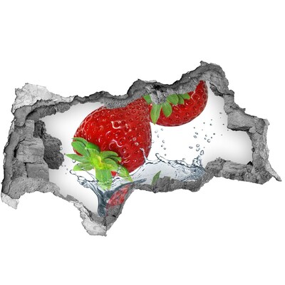 Autocolant de perete gaură 3D Căpșuni suculente într-o explozie de apă