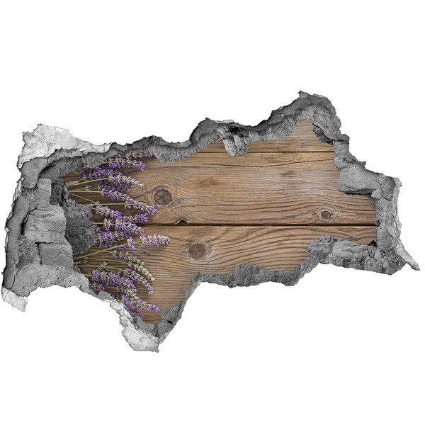 Autocolant de perete gaură 3D Flori de lavandă într-o cutie de lemn