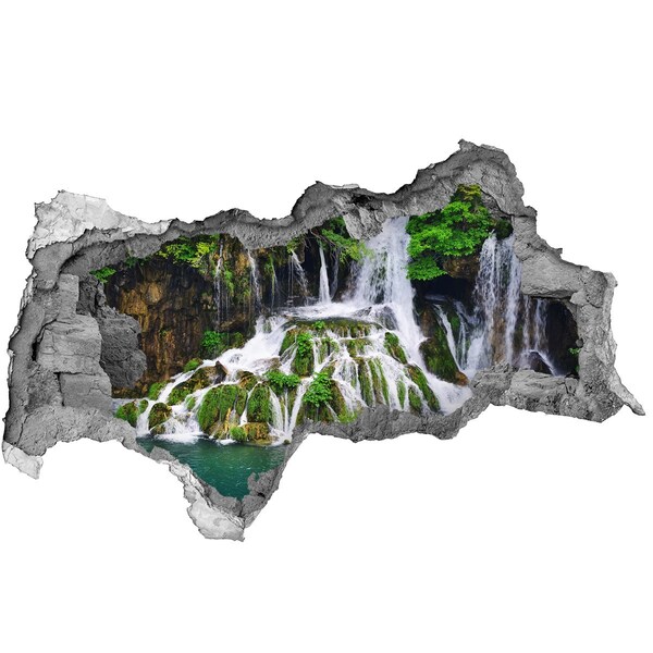 Fototapet 3D gaură în perete Cascada în munți