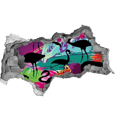 Autocolant un zid spart cu priveliște Flamingo pe o plajă tropicală