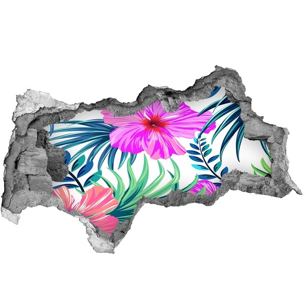 Autocolant de perete gaură 3D Paradis tropical în spatele zidului