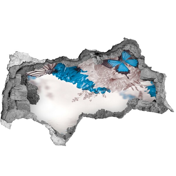 Fototapet un zid spart cu priveliște Peisaj floral cu fluturi