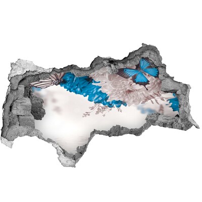 Fototapet un zid spart cu priveliște Peisaj floral cu fluturi