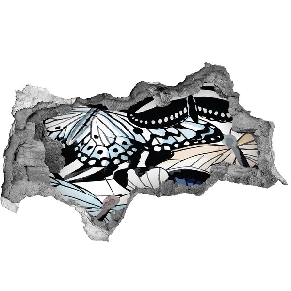 Fototapet un zid spart cu priveliște Fluturi într-o compoziție colorată