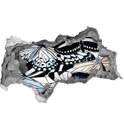 Fototapet un zid spart cu priveliște Fluturi într-o compoziție colorată