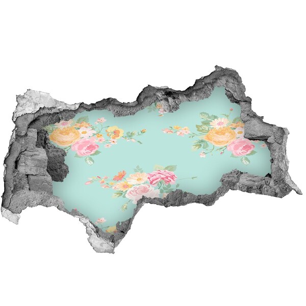 Autocolant un zid spart cu priveliște Un paradis al florilor în spatele zidului