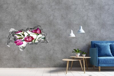 Autocolant de perete gaură 3D Mural floral cu gaură în perete