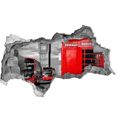 Autocolant gaură 3D autobuze roșii