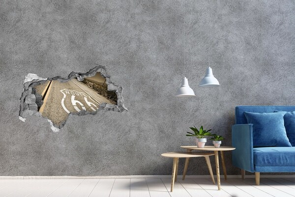 Autocolant gaură 3D Ruta 66 în beton