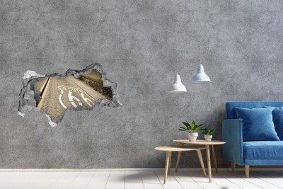 Autocolant gaură 3D Ruta 66 în beton