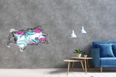 Autocolant gaură 3D Grădina de flori din spatele zidului