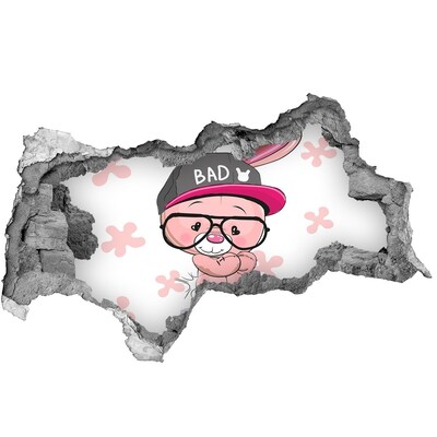 Autocolant un zid spart cu priveliște Iepurașul cu pălărie