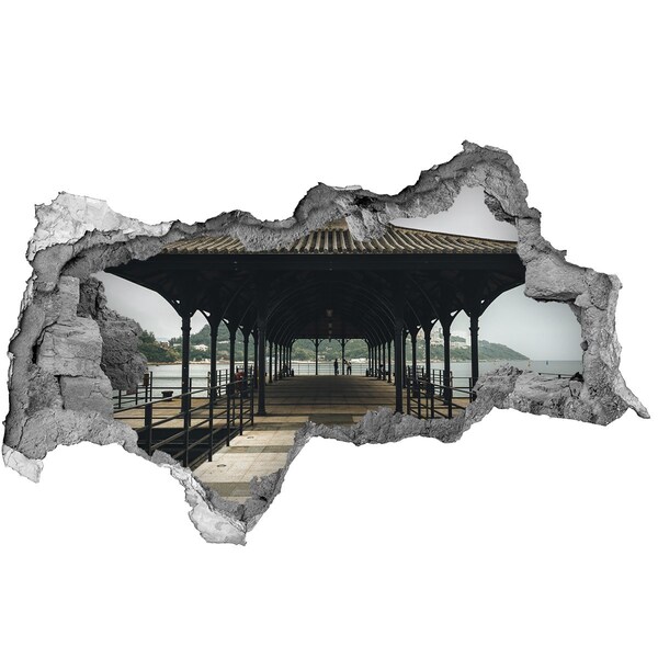 Fototapet 3D gaură în perete Pier în Hong Kong