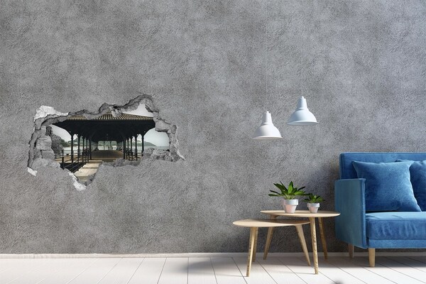 Fototapet 3D gaură în perete Vedere a digului peste apă