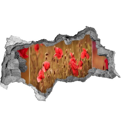 Autocolant de perete gaură 3D Flori printre zidul ruinat