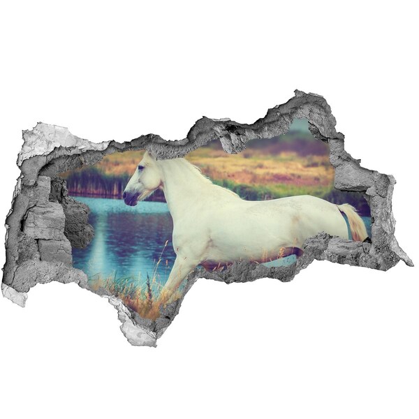 Autocolant gaură 3D White Lake Horse