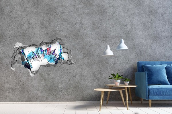 Autocolant autoadeziv gaură Un oraș modern în ruine