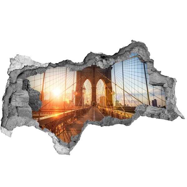 Fototapet 3D gaură în perete Podul Brooklyn la apus