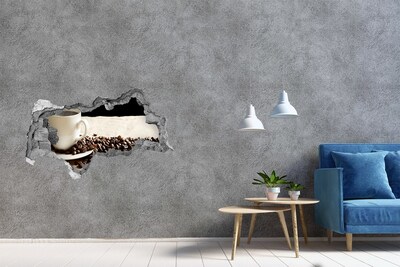 Autocolant 3D gaura cu priveliște Cafea în inima zidului