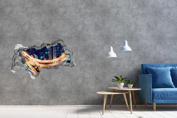 Autocolant 3D gaura cu priveliște Vedere a orașului noaptea