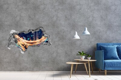 Autocolant 3D gaura cu priveliște Vedere a orașului noaptea