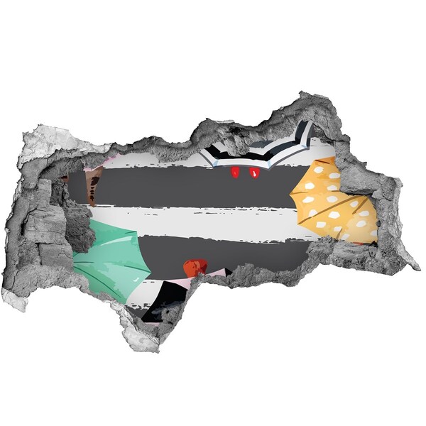 Fototapet 3D gaură în perete Plajă misterioasă cu umbrele