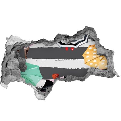 Fototapet 3D gaură în perete Plajă misterioasă cu umbrele