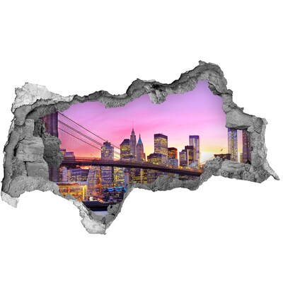 Fototapet 3D gaură în perete Orizontul New York-ului la apus