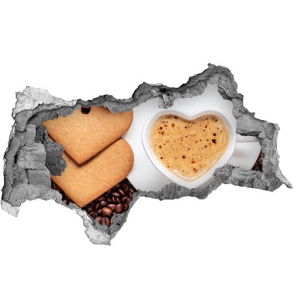 Autocolant de perete gaură 3D Cafea cu fursecuri