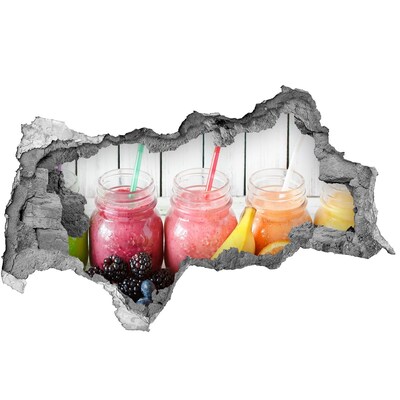 Autocolant gaură 3D Smoothie-uri cu fructe la o gaură în perete