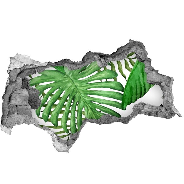 Autocolant de perete gaură 3D Jungla verde din spatele zidului
