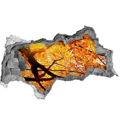 Autocolant de perete gaură 3D Toamna aurie în spatele zidului