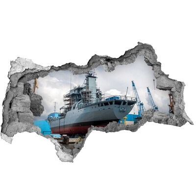Fototapet un zid spart cu priveliște O navă în șantierul naval
