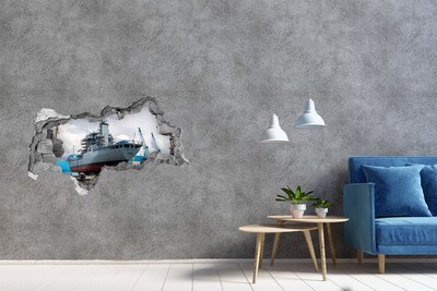 Fototapet un zid spart cu priveliște O navă în șantierul naval