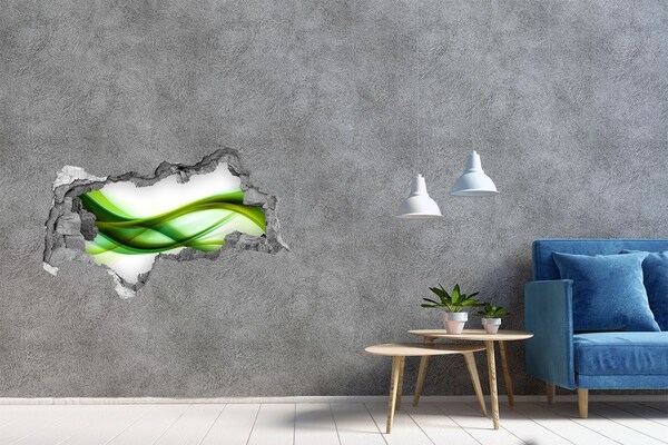 Fototapet un zid spart cu priveliște Val verde în gaura din perete