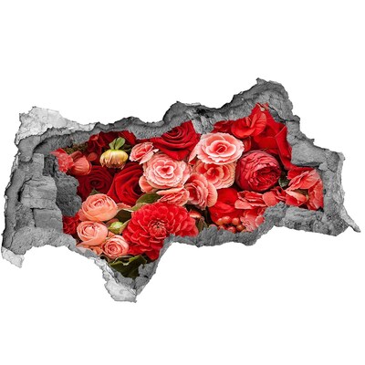 Autocolant 3D gaura cu priveliște flori roșii