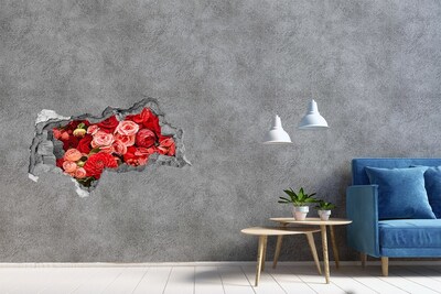 Autocolant 3D gaura cu priveliște flori roșii