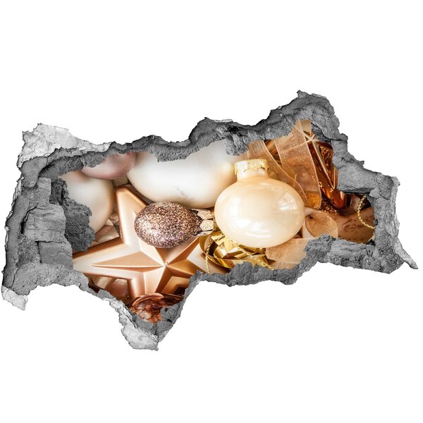 Fototapet 3D gaură în perete Decorațiuni de Crăciun cu gaură în perete