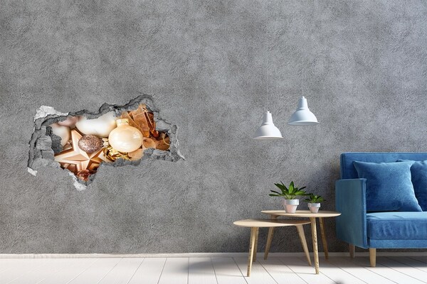 Fototapet 3D gaură în perete Decorațiuni de Crăciun cu gaură în perete