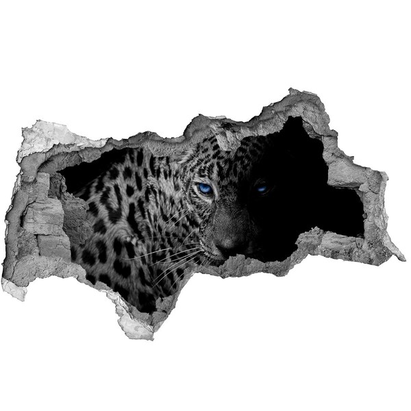 Fototapet 3D gaură în perete leopard