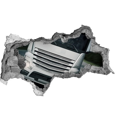 Fototapet 3D gaură în perete zid distrus de un camion