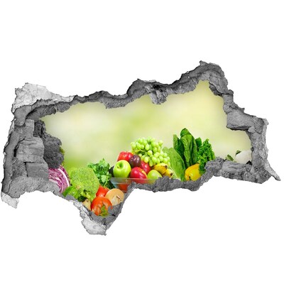 Fototapet 3D gaură în perete Fructe și legume în paradis